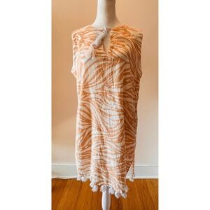 NWT Rachel Zoe Zebra Print Tassel Beige Orange Tunic Dress Small S Oversize